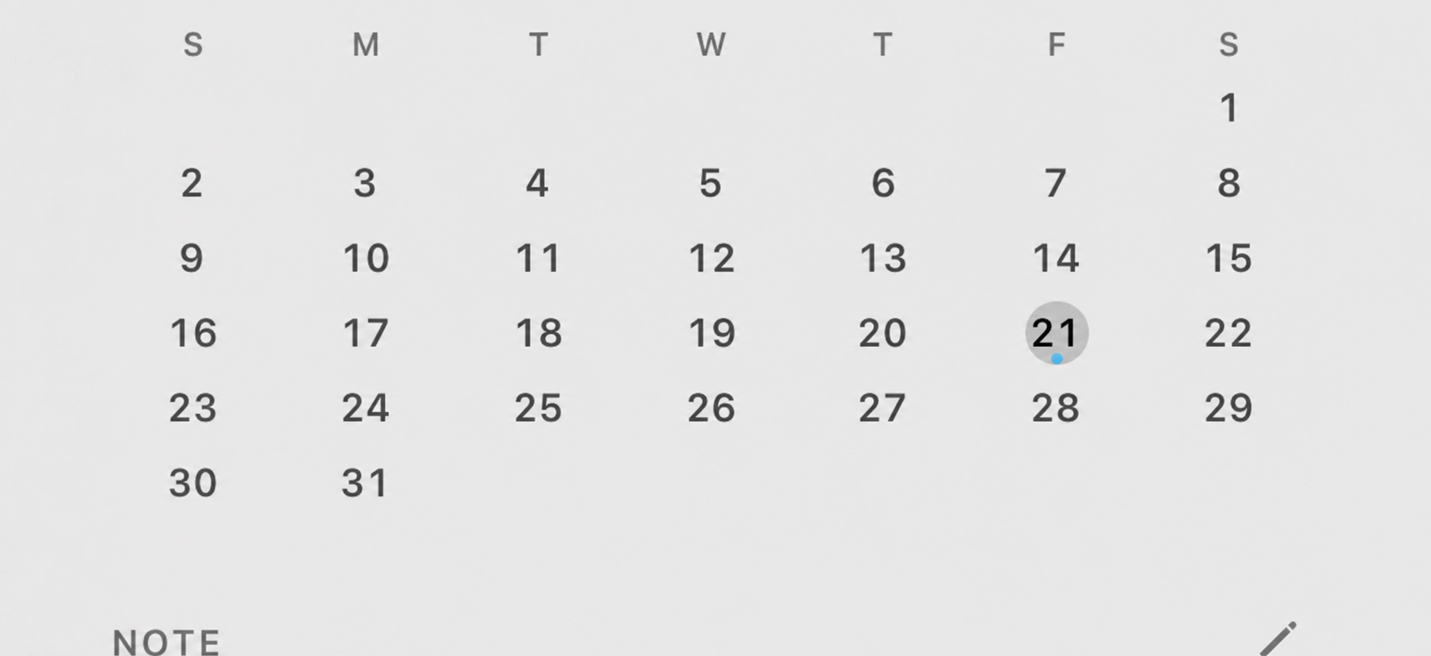 LunarShell monthly calendar with a selected day