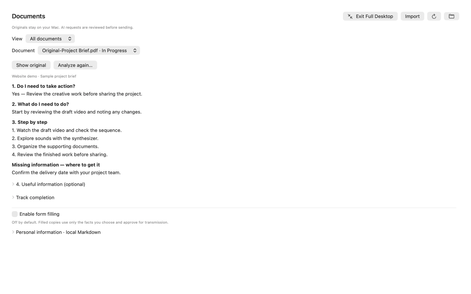 Documents in LunarShell’s full desktop view